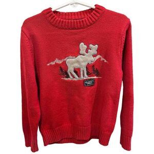 Sonoma Life + Style Red Wilderness Trail Moose Christmas Sweater Kid’s Medium